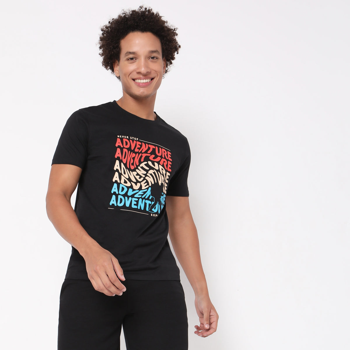 Men Wearing Regular Fit Graphic T-Shirt