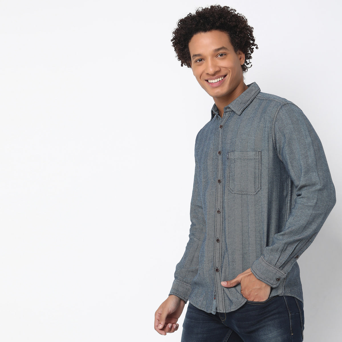 Regular Fit Herringbone Shirt