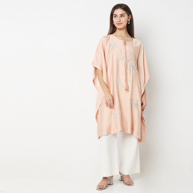 Flare Fit Embroidered Kurta