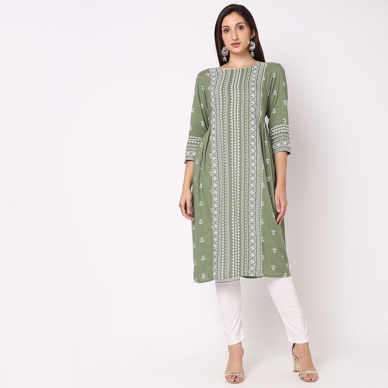 Flare Fit Printed Kurta