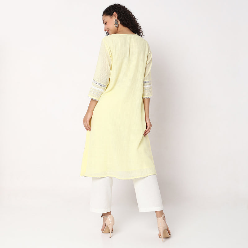 Flare Fit Embroidered Kurta