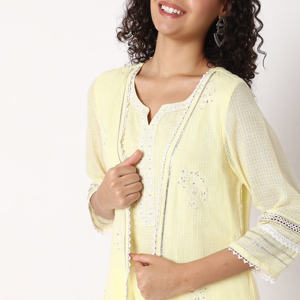 Flare Fit Embroidered Kurta