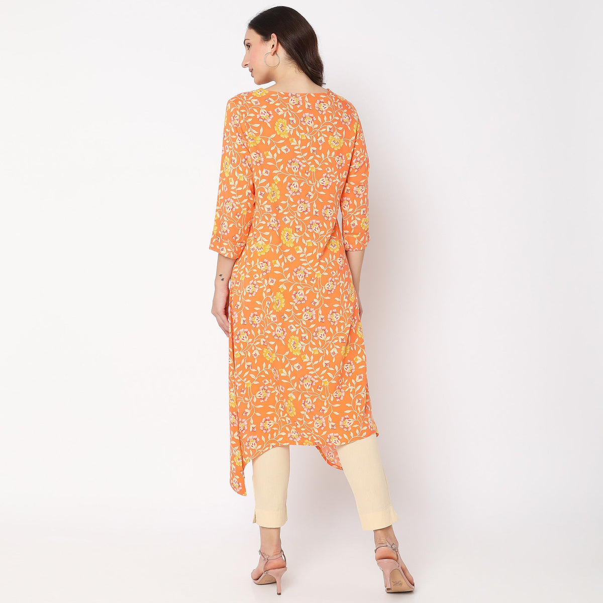 Women Wearing Flare Fit Printed Kurta