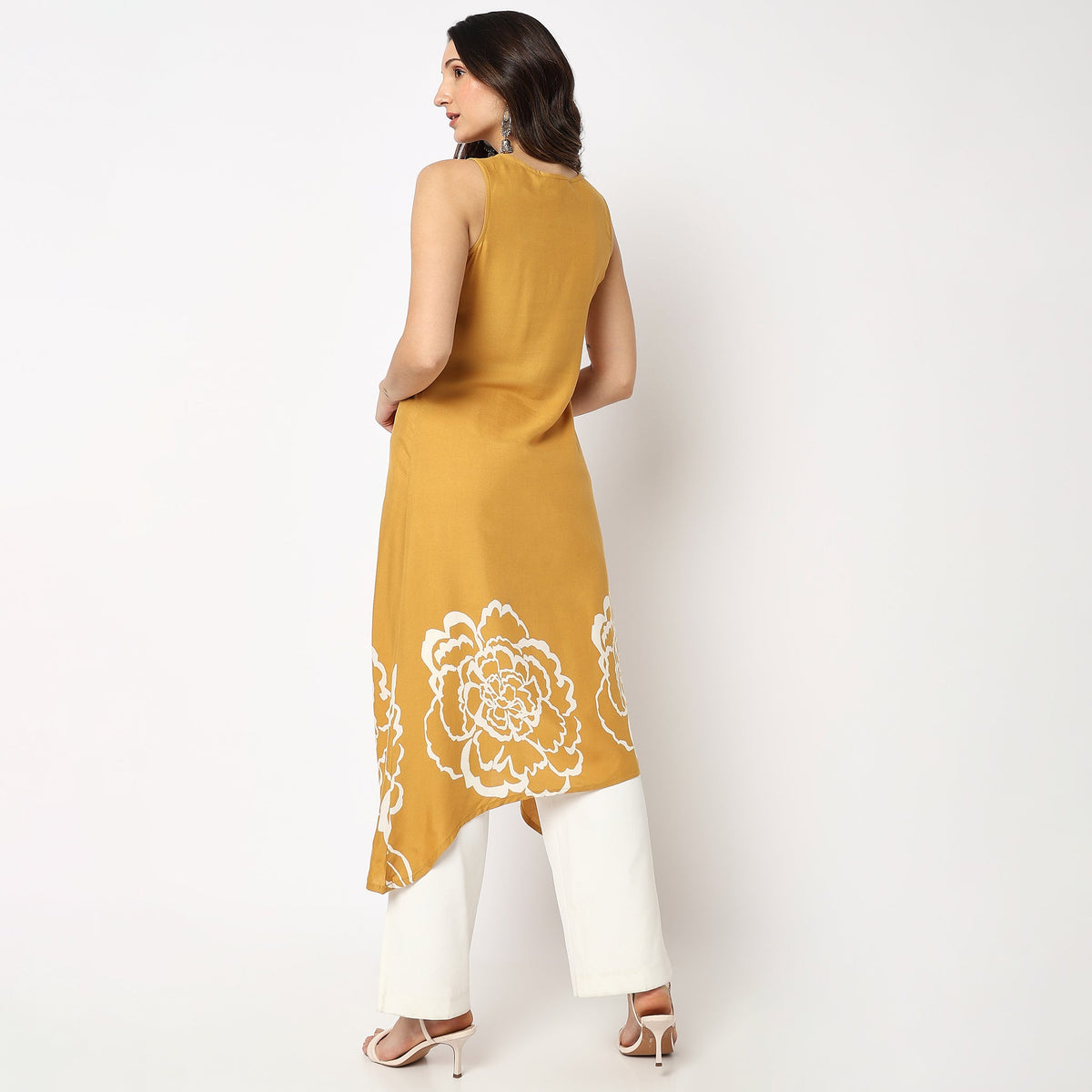 Women Wearing Flare Fit Printed Kurta