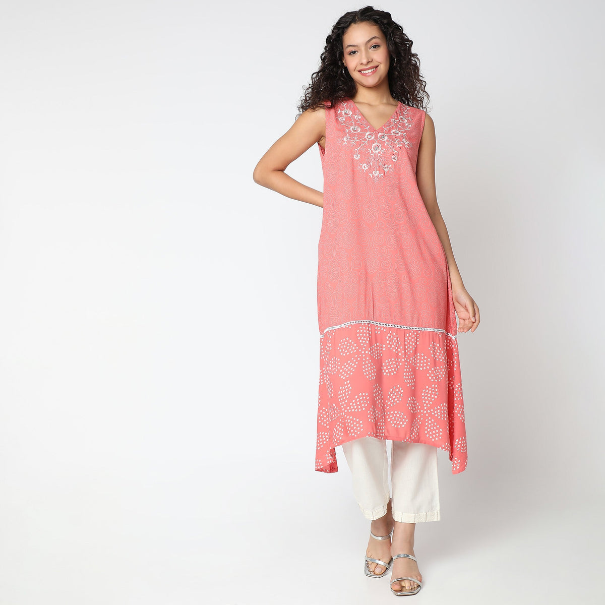 Women Wearing Flare Fit Printed Kurta