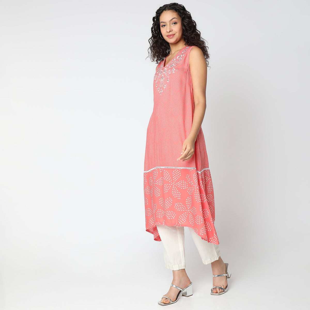 Women Wearing Flare Fit Printed Kurta