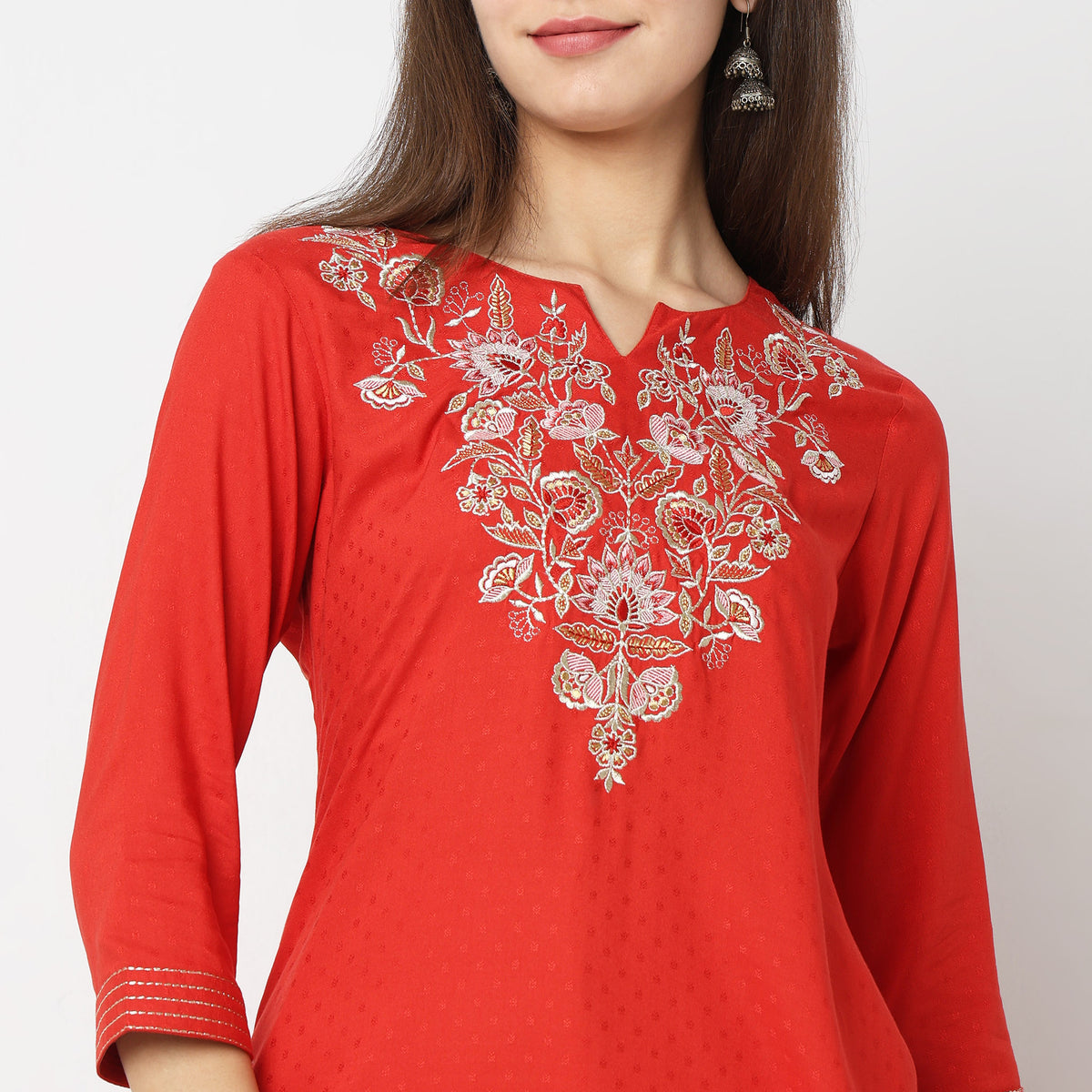 Flare Fit Embroidered Kurta