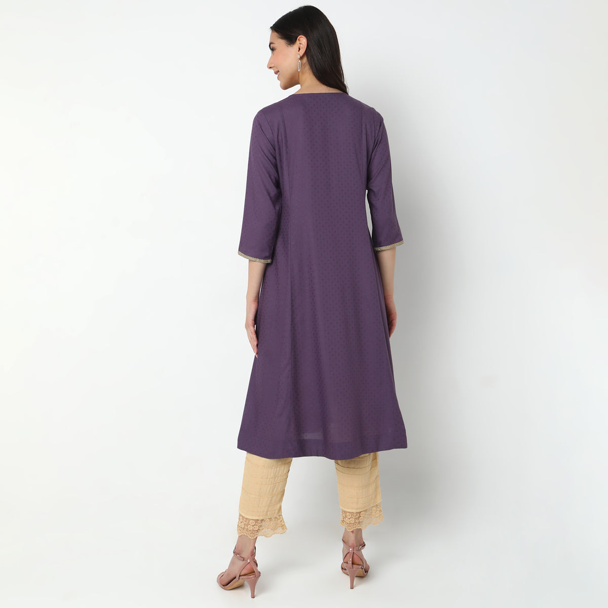 Flare Fit Embroidered Kurta