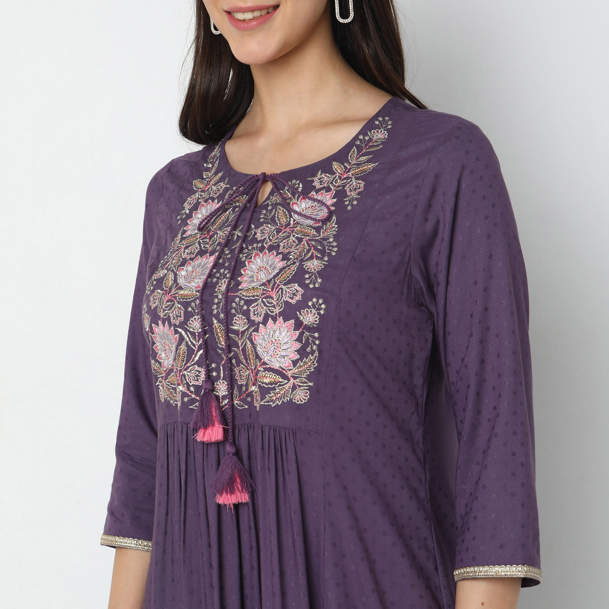 Flare Fit Embroidered Kurta