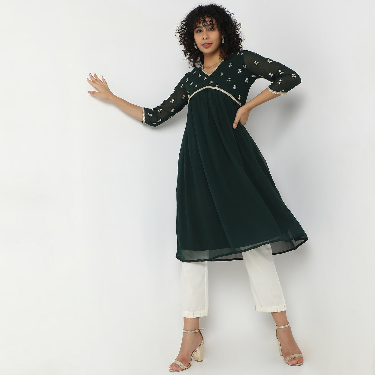 Flare Fit Embellished Kurta