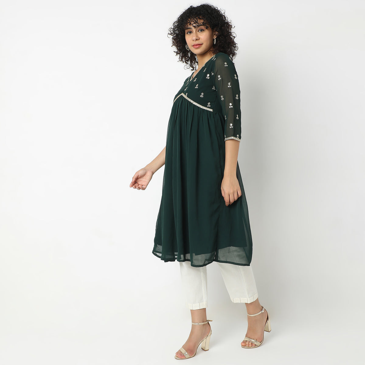 Flare Fit Embellished Kurta