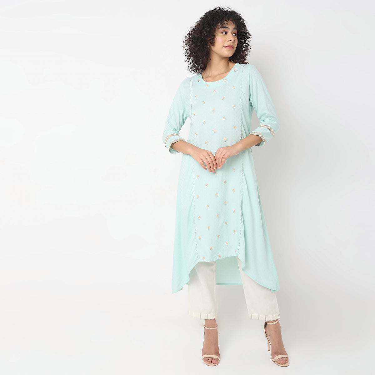 Flare Fit Embroidered Kurta