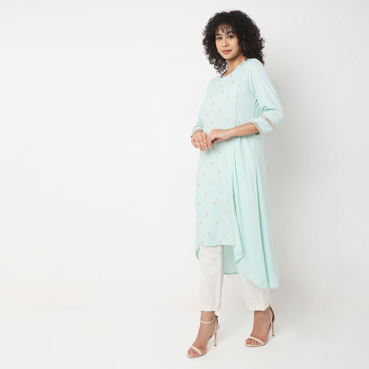 Flare Fit Embroidered Kurta