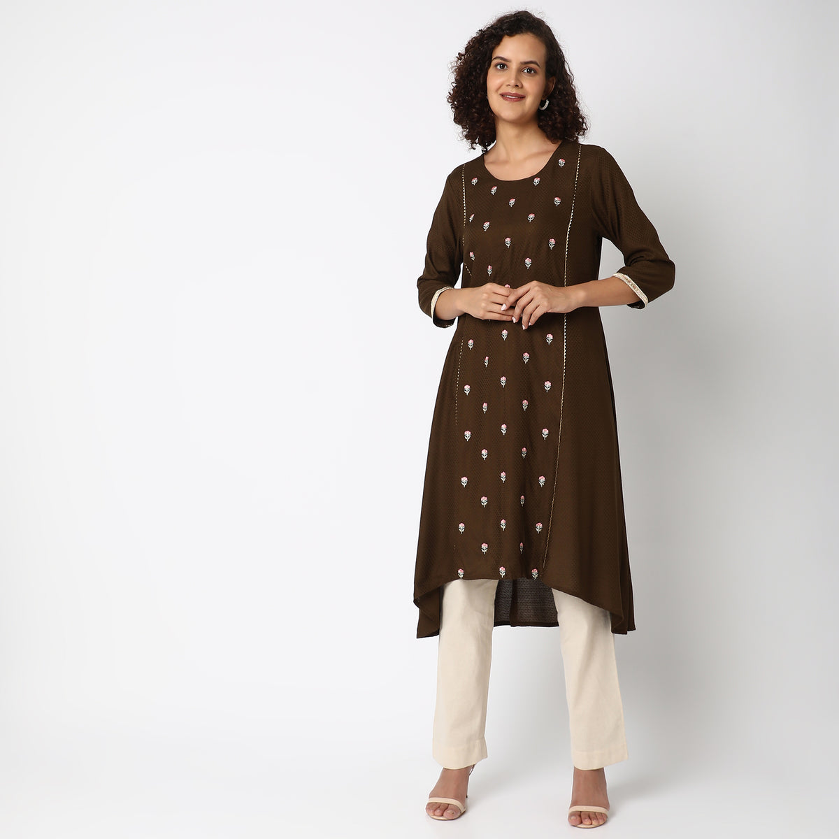 Flare Fit Embroidered Kurta