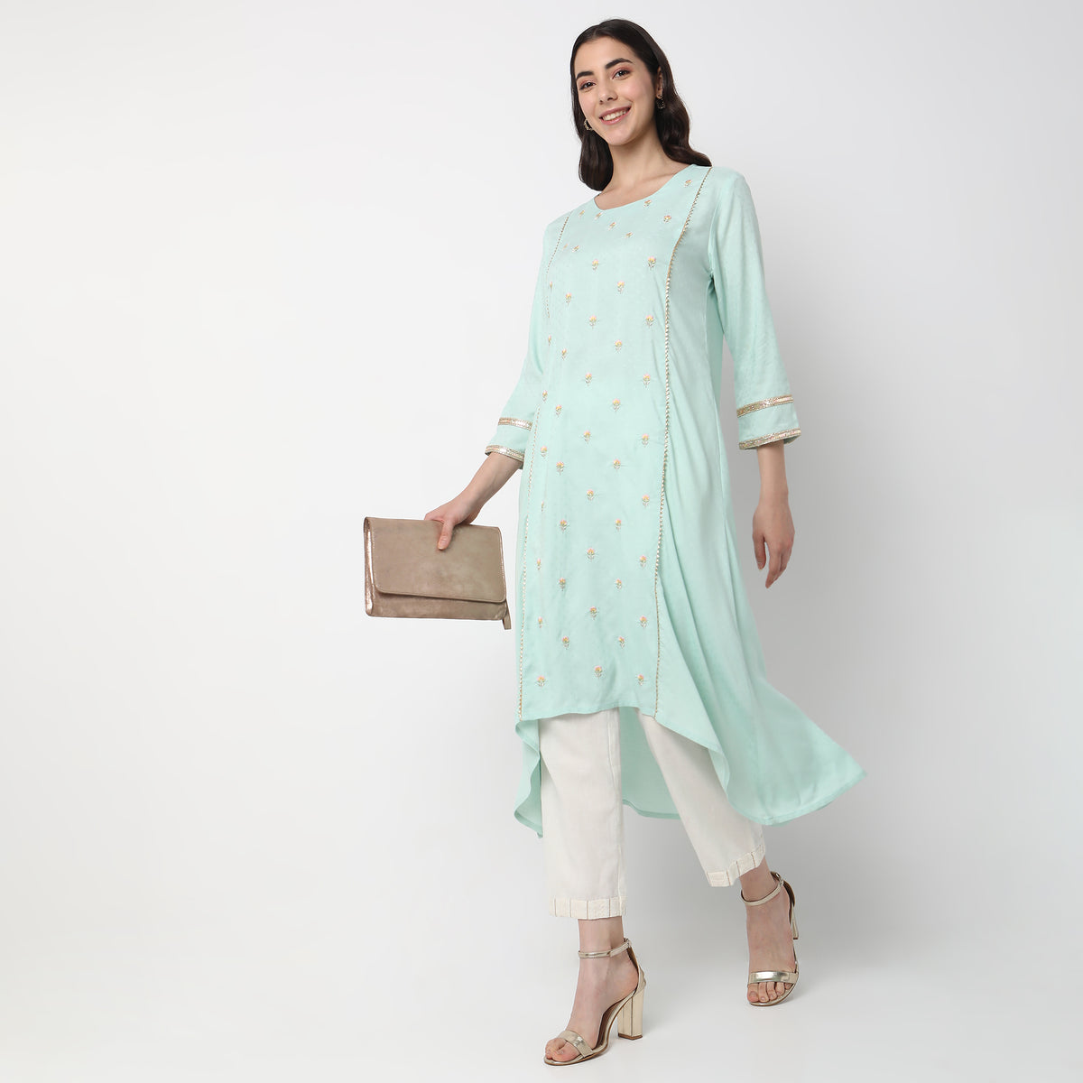 Flare Fit Embroidered Kurta