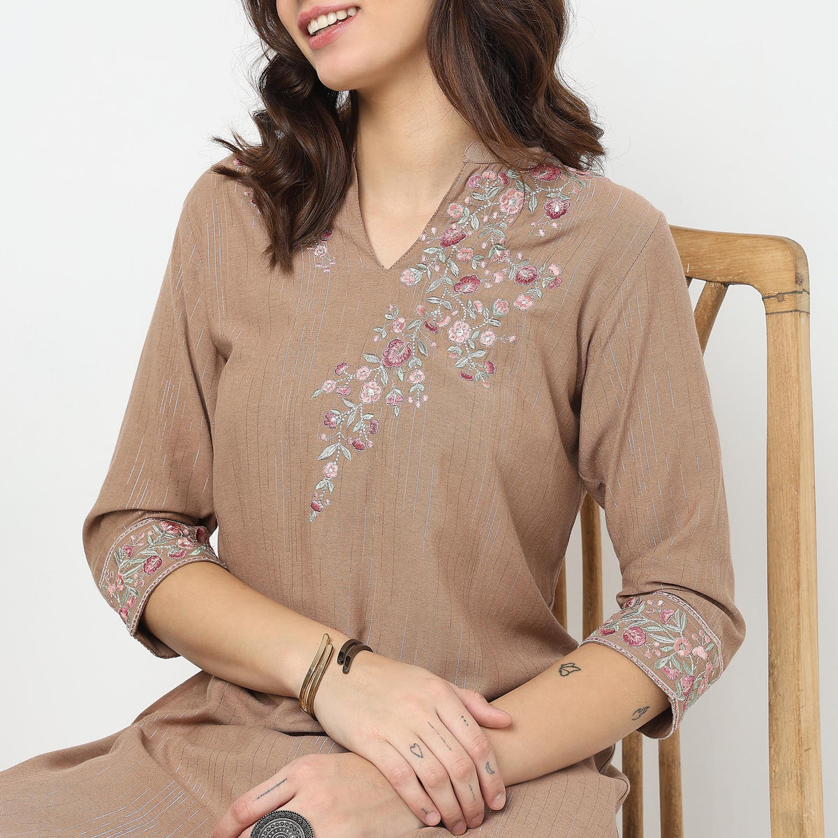 Flare Fit Embroidered Kurta