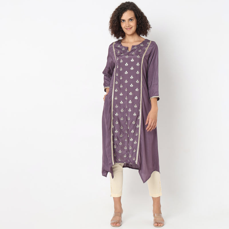 Flare Fit Embroidered Kurta