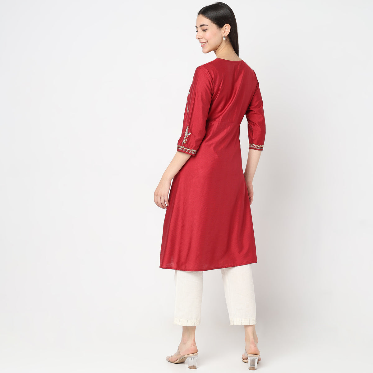 Flare Fit Embroidered Kurta