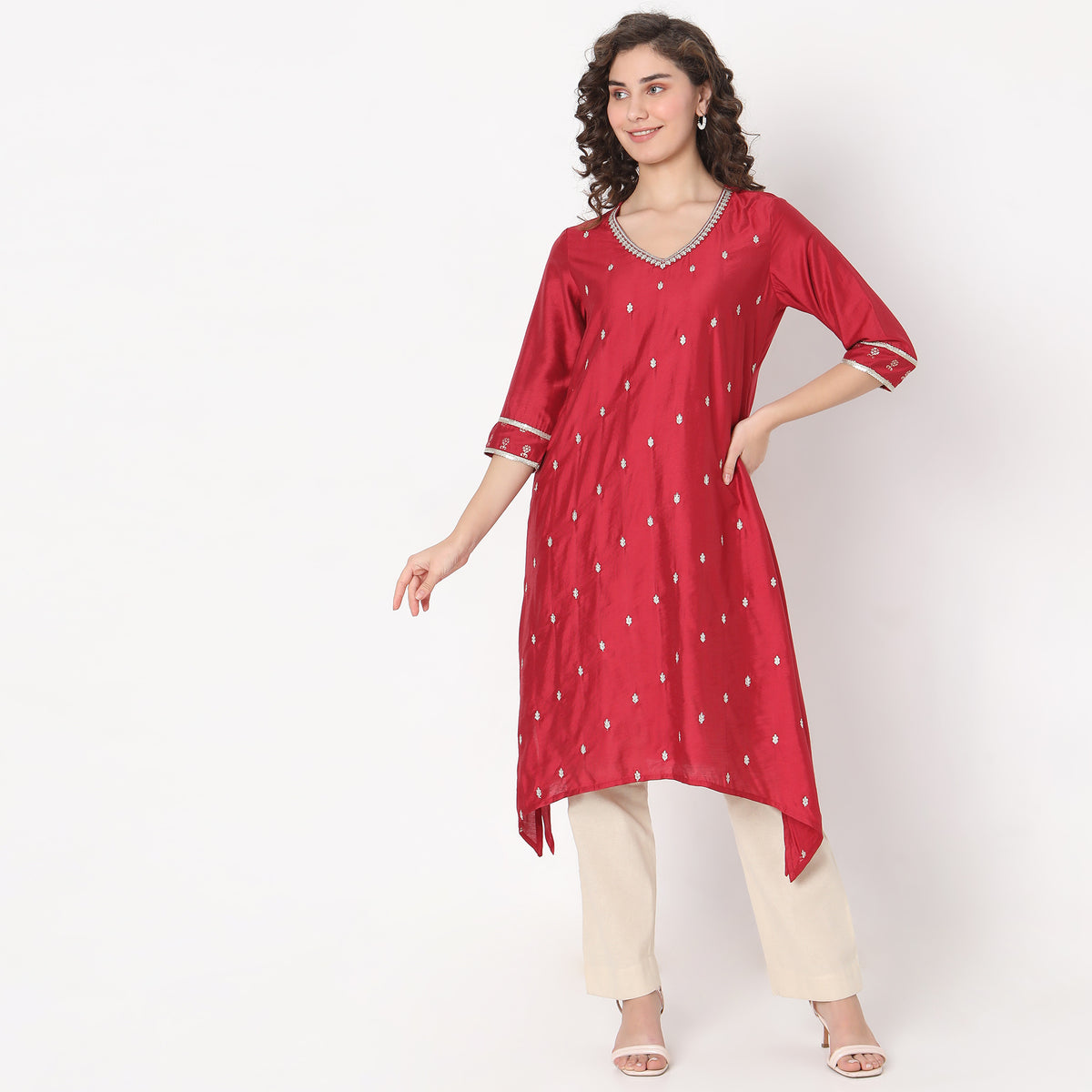 Flare Fit Embellished Kurta