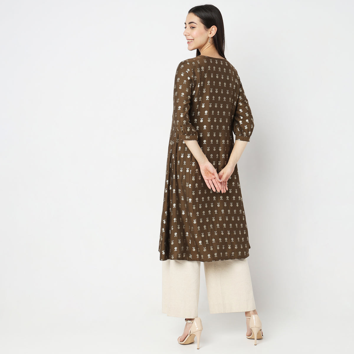 Flare Fit Embroidered Kurta