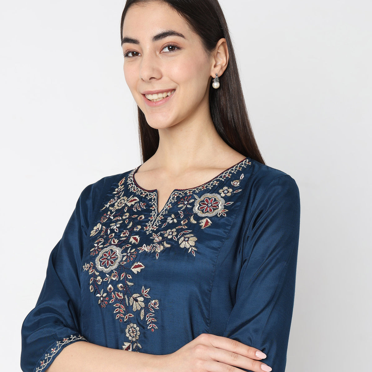 Flare Fit Embroidered Kurta