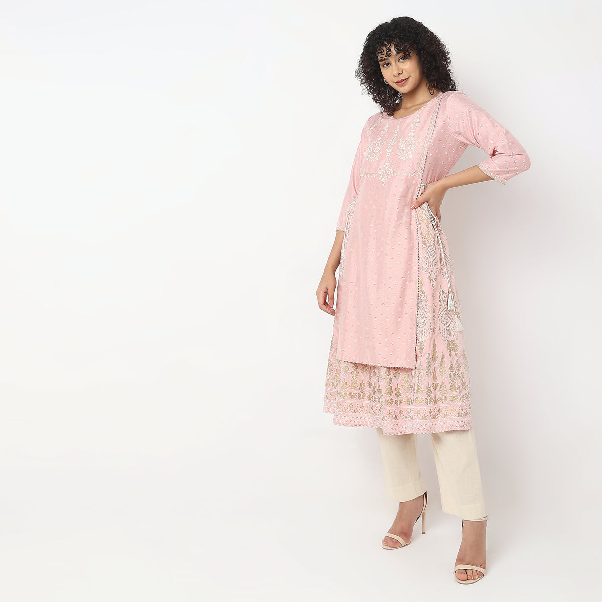 Flare Fit Embroidered Kurta