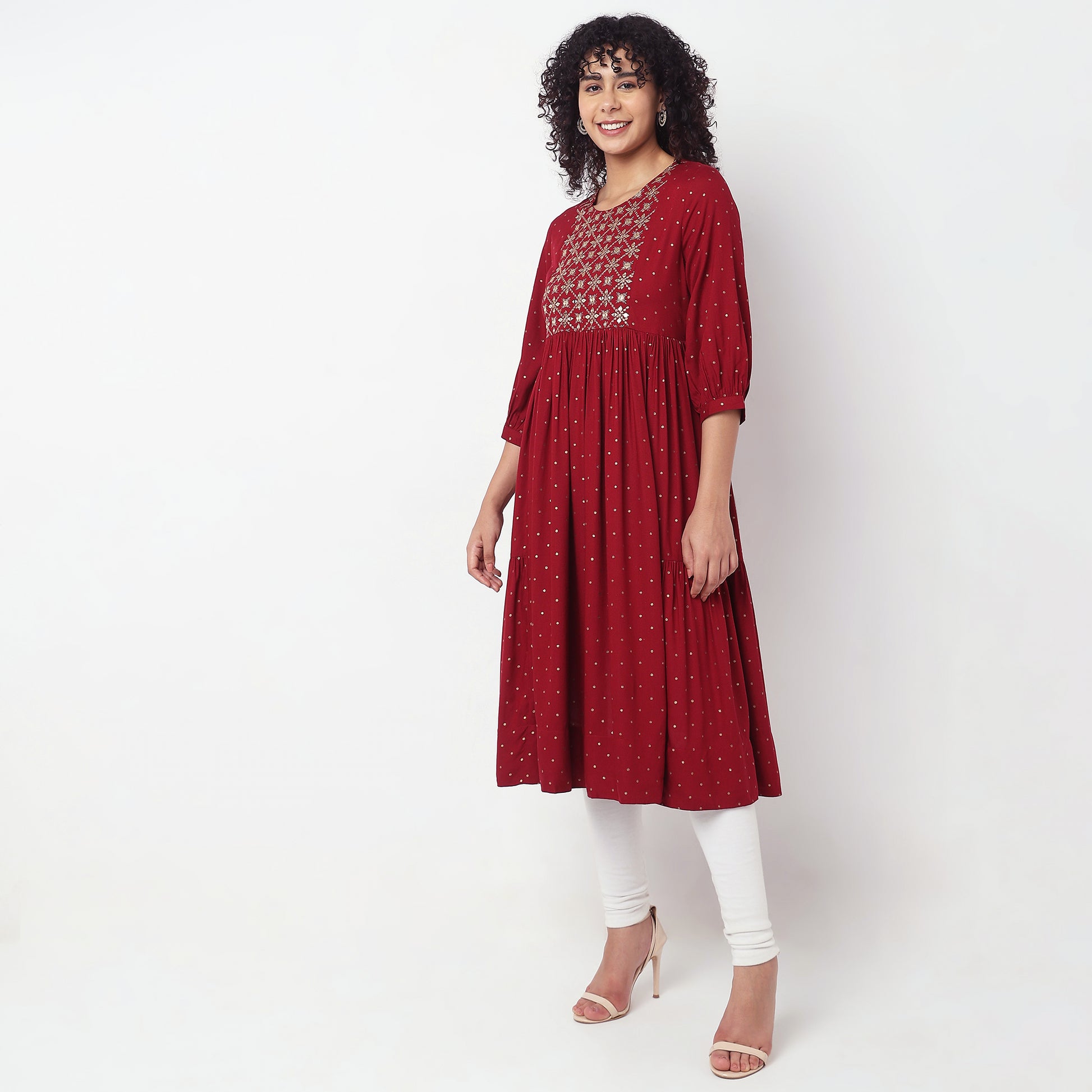 Flare Fit Embellished Kurta