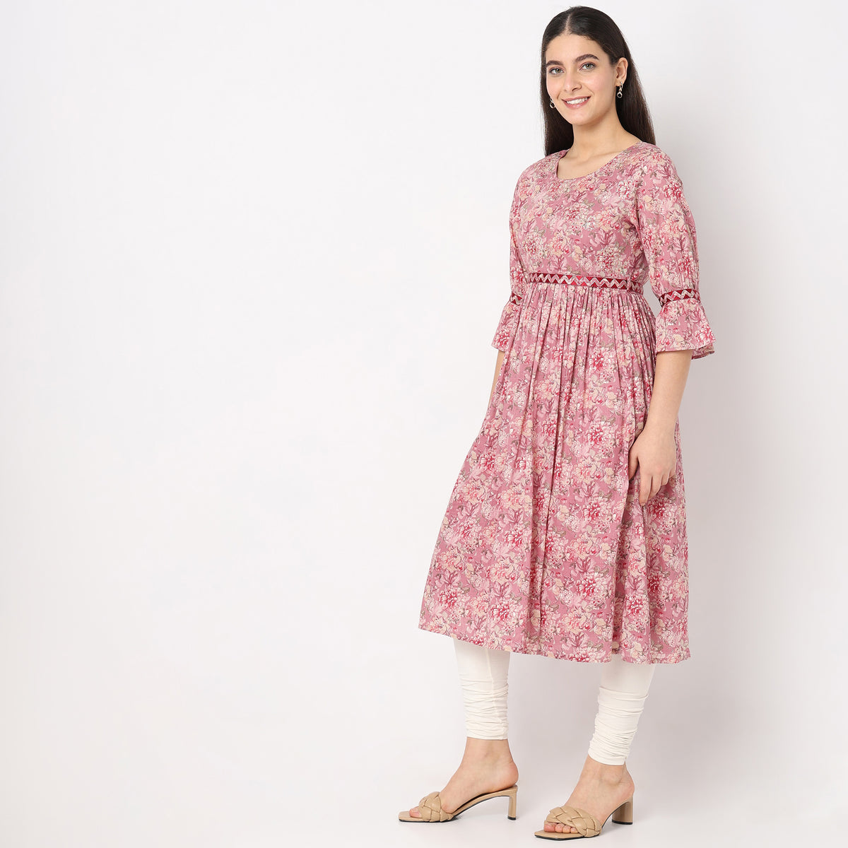 Flare Fit Embroidered Kurta