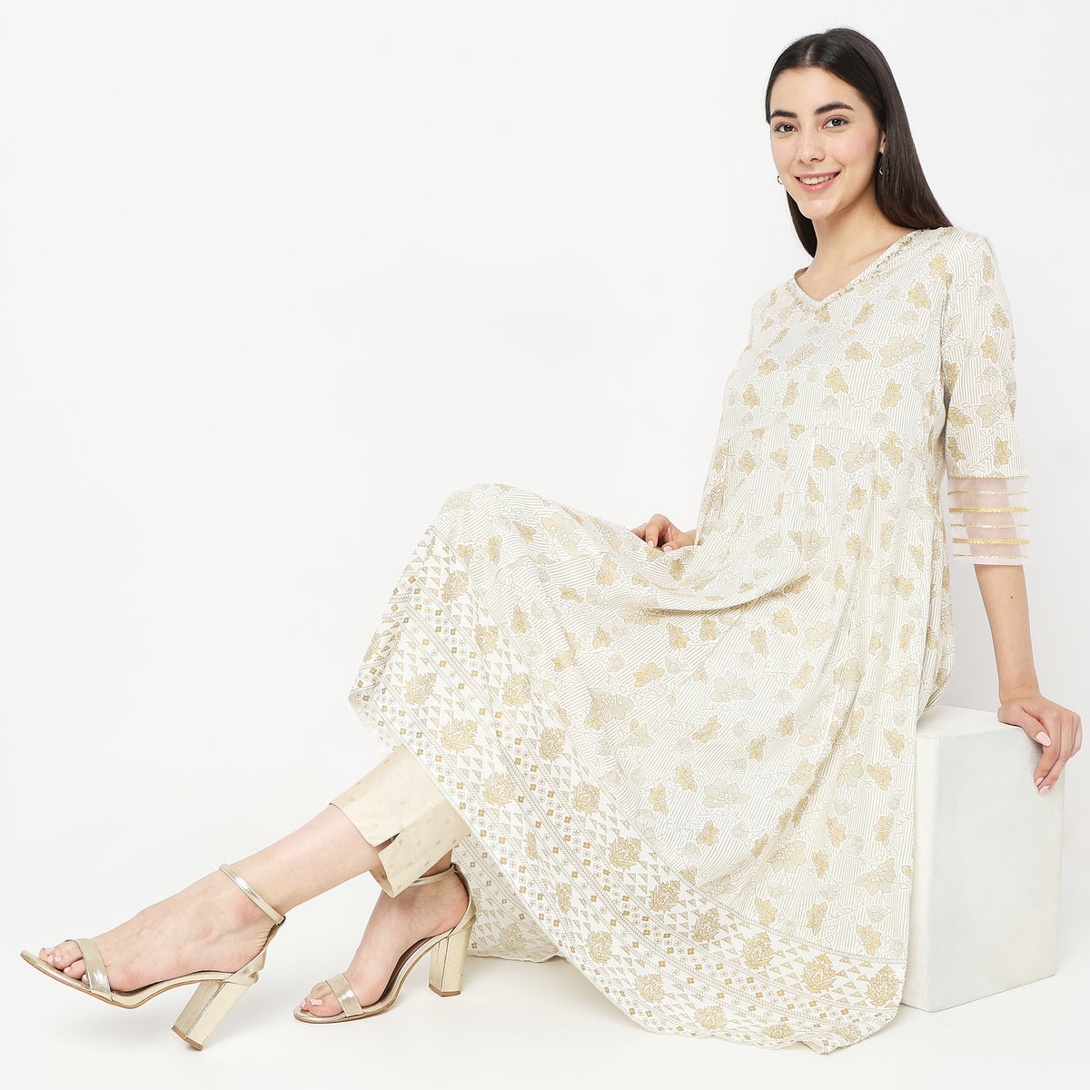 Flare Fit Printed Kurta