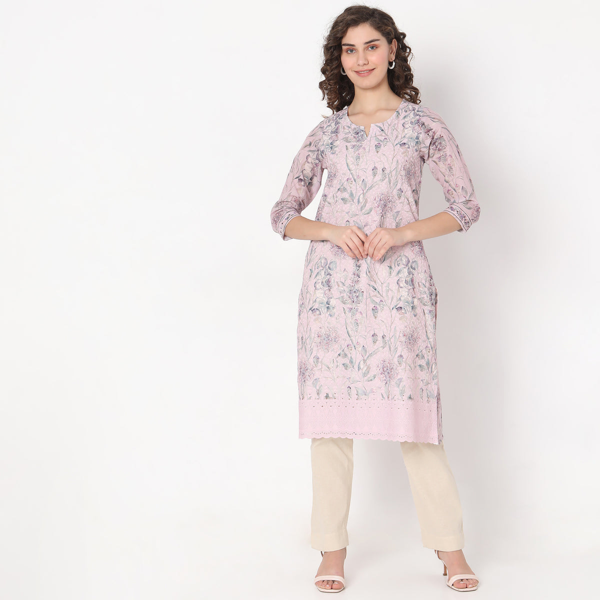 Straight Fit Floral Kurta