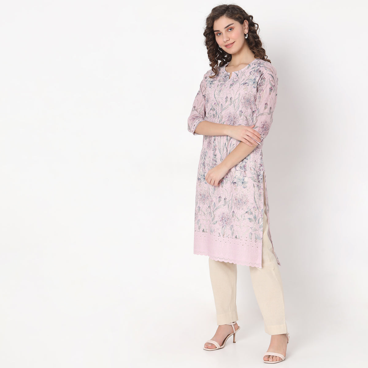 Straight Fit Floral Kurta