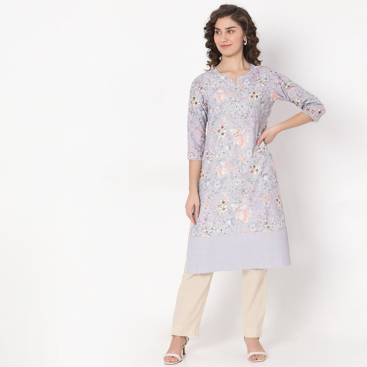 Straight Fit Floral Kurta