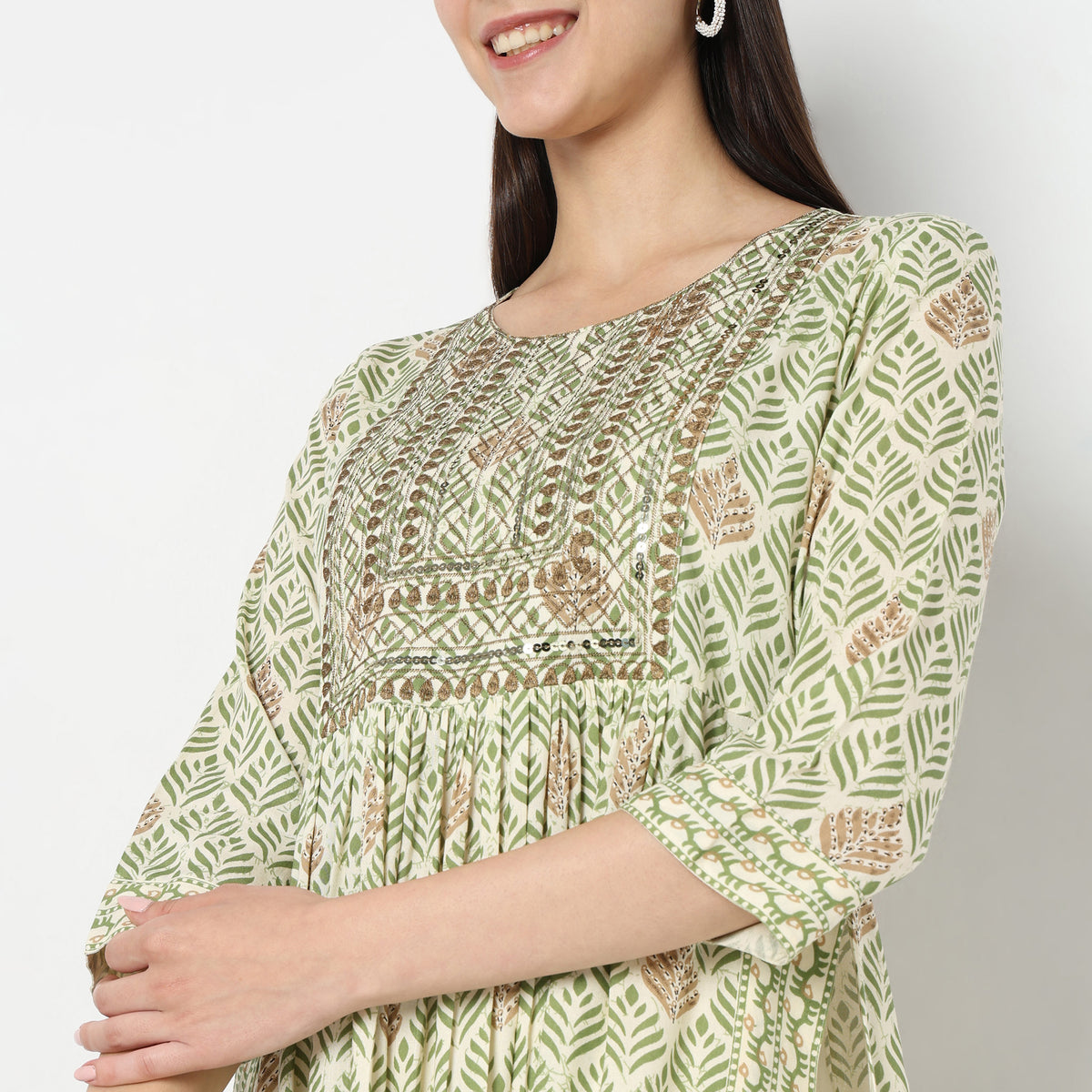 Flare Fit Embroidered Kurta