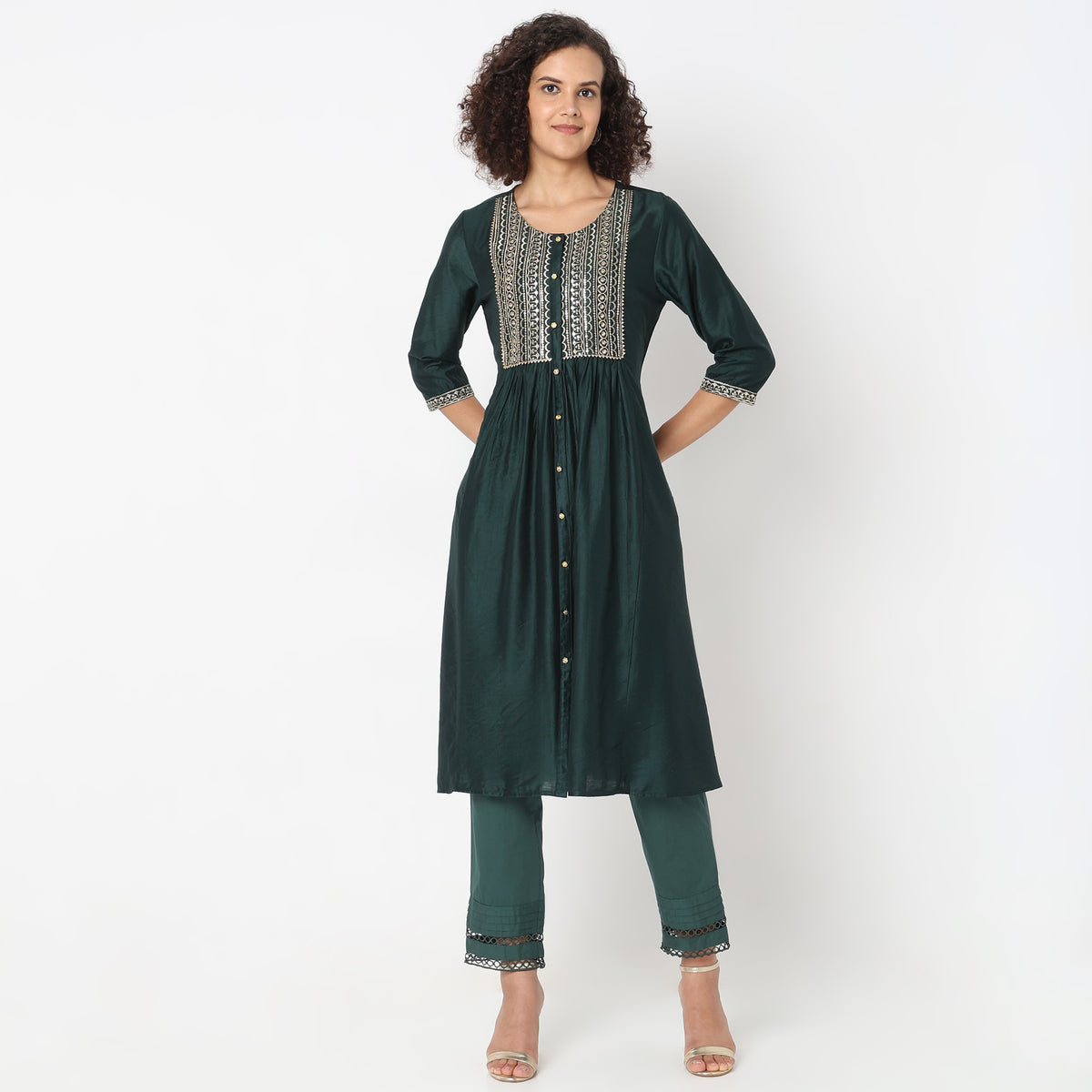 Flare Fit Embellished Kurta