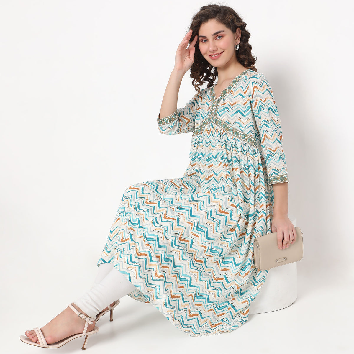 Flare Fit Printed Kurta