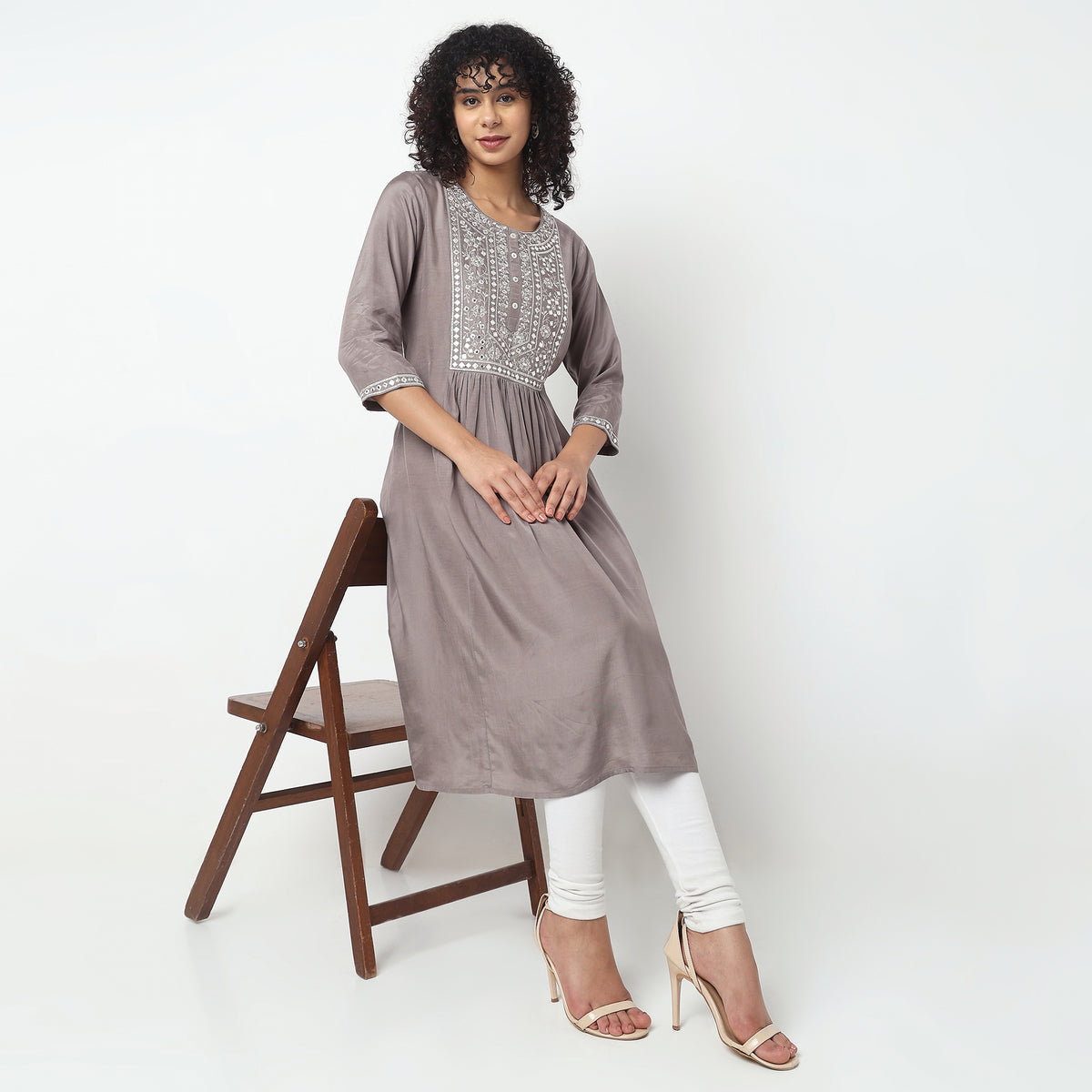 Flare Fit Embellished Kurta