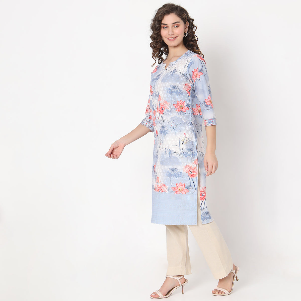 Straight Fit Floral Kurta