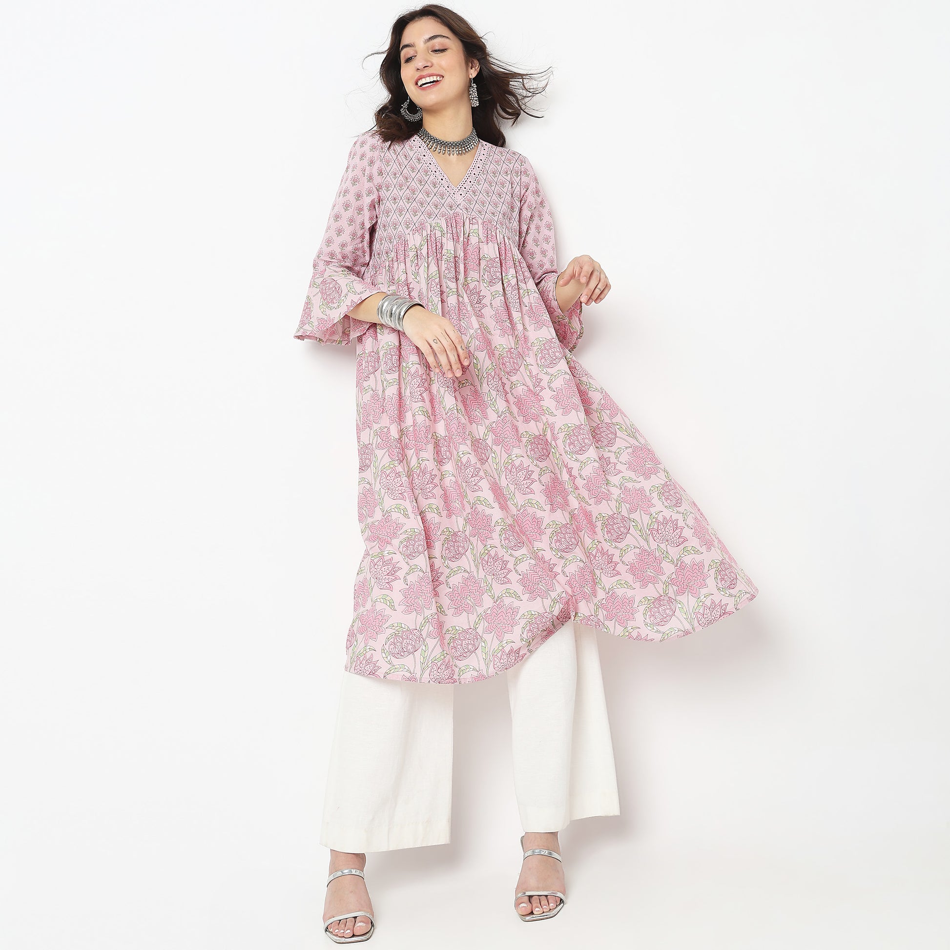 Flare Fit Printed Kurta