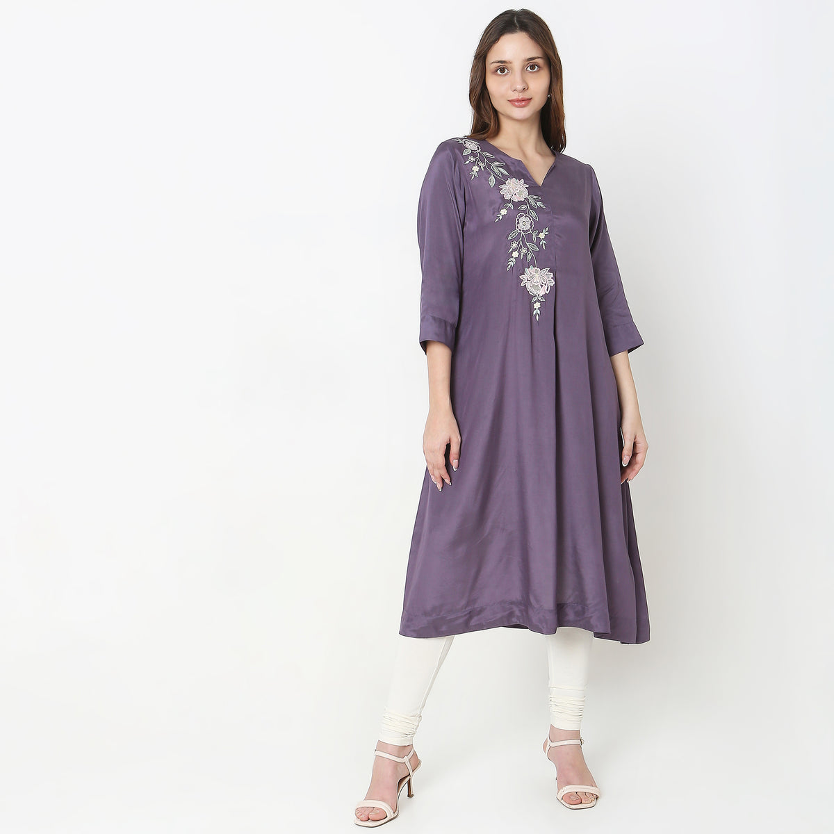 Flare Fit Embroidered Kurta