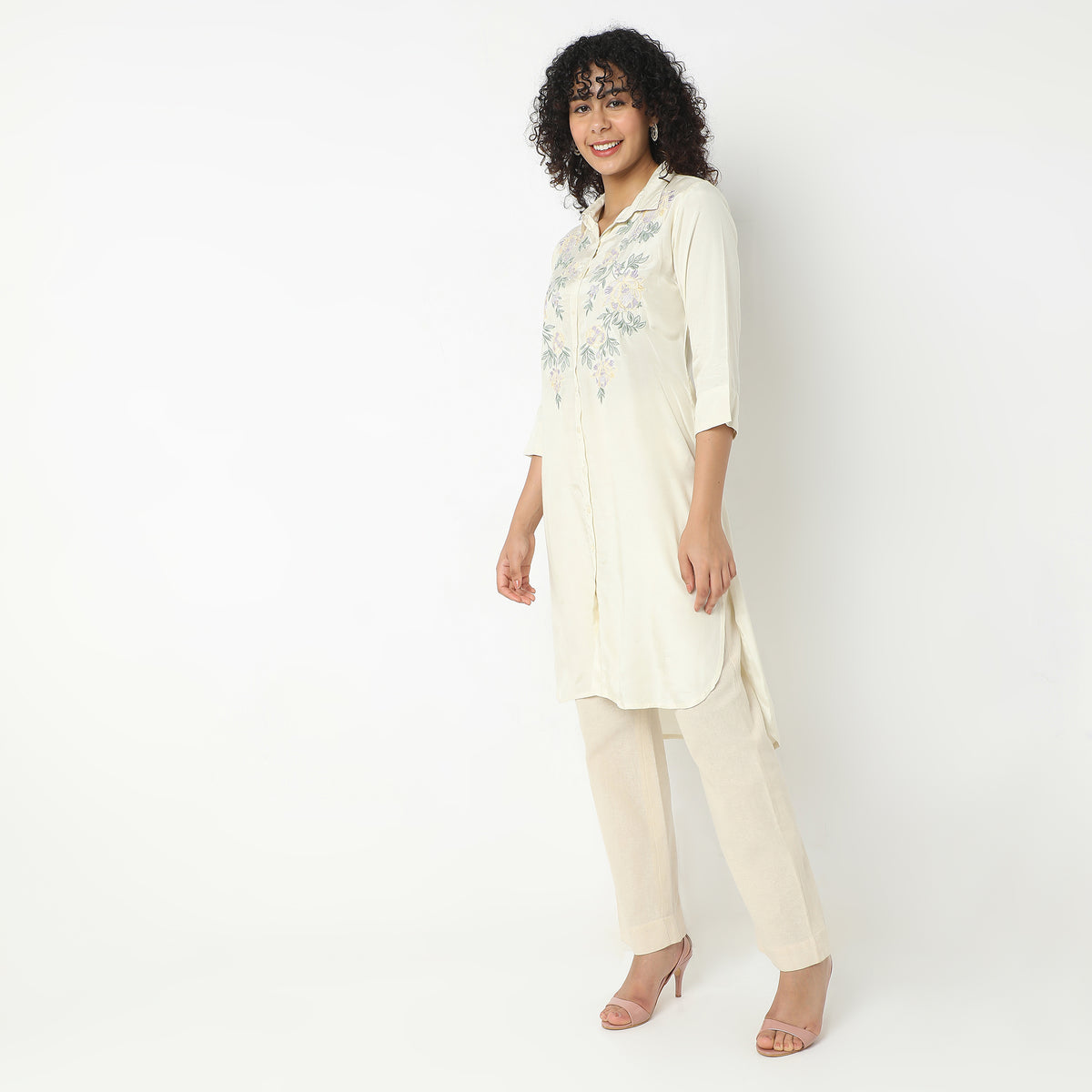 Flare Fit Embroidered Kurta