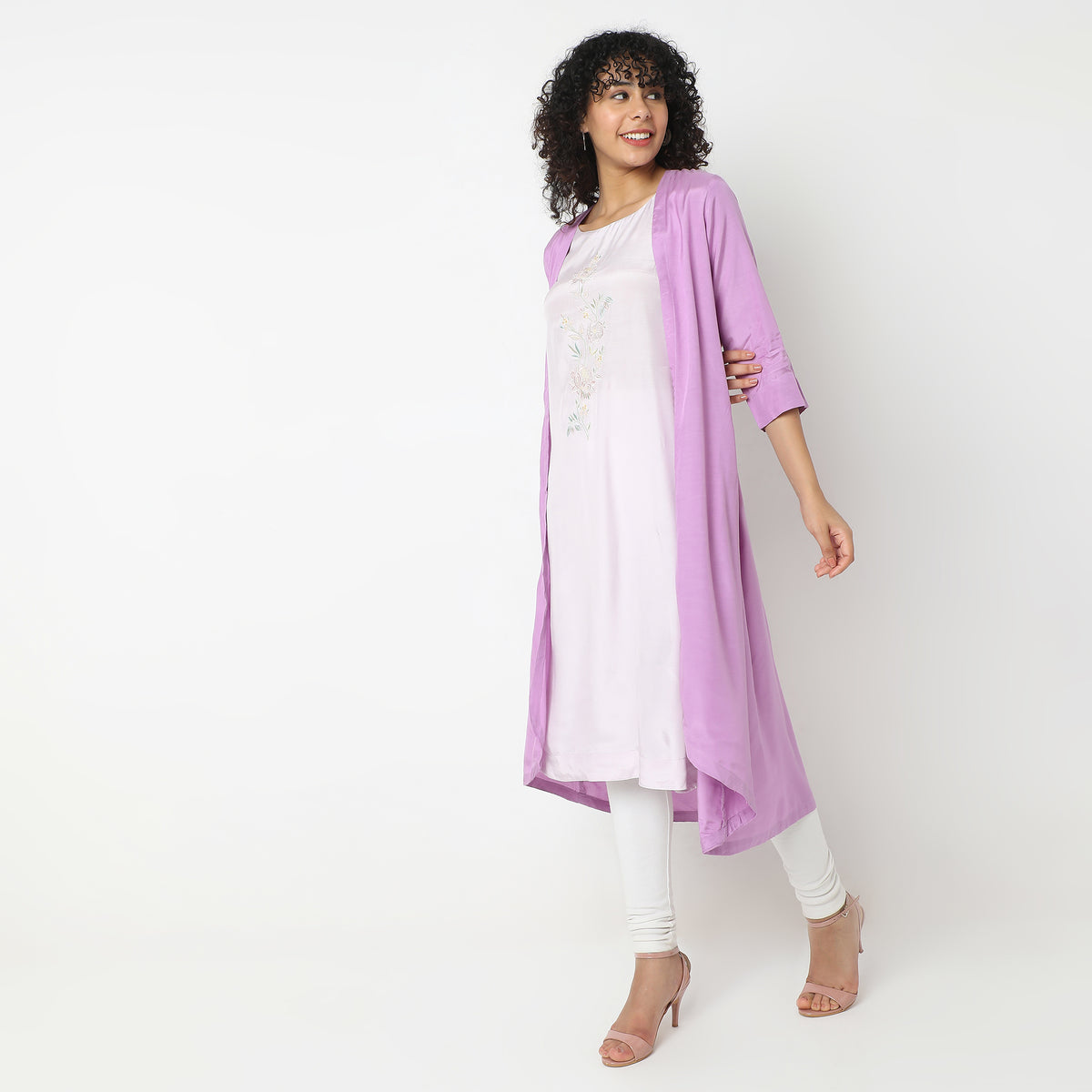 Flare Fit Embroidered Kurta