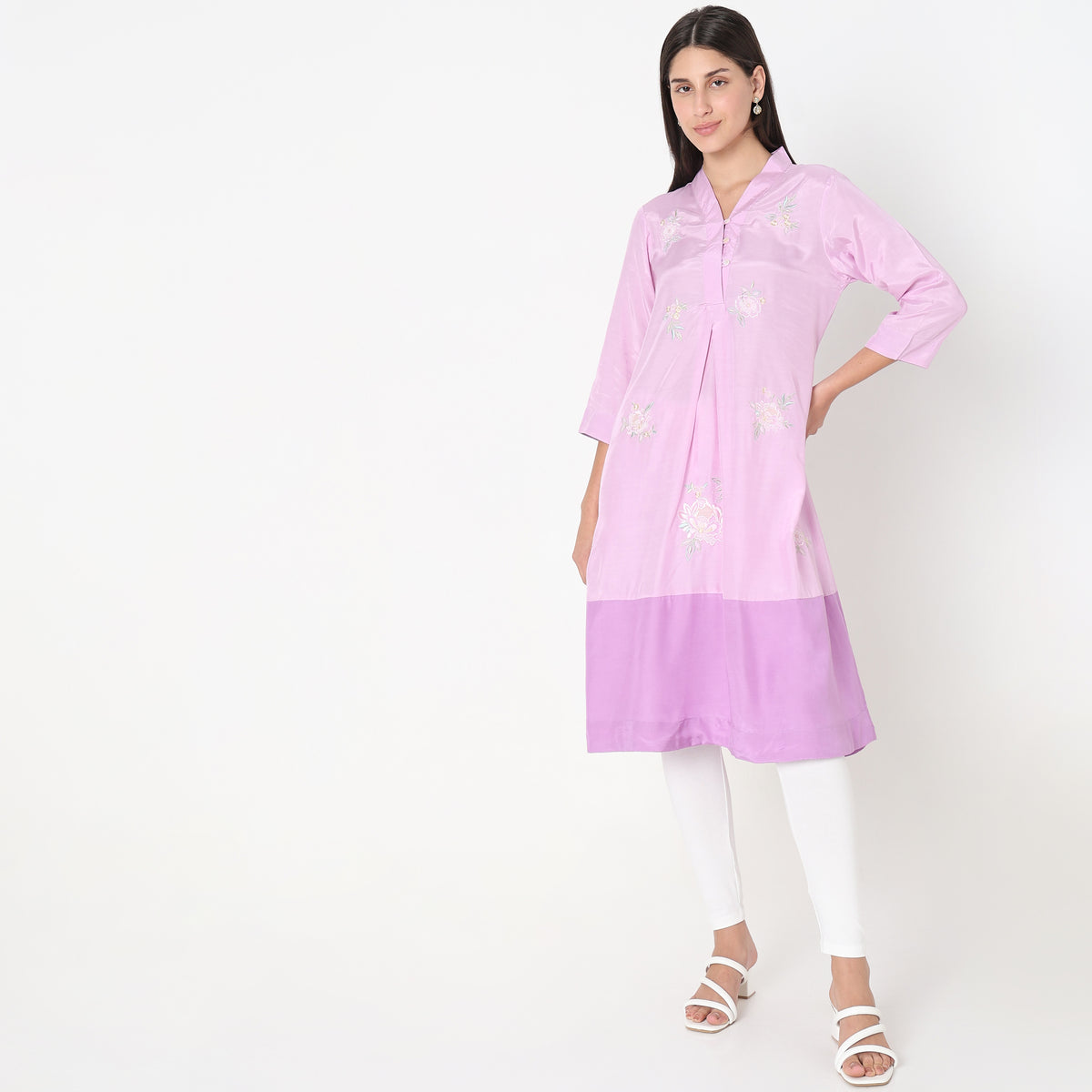 Flare Fit Embroidered Kurta