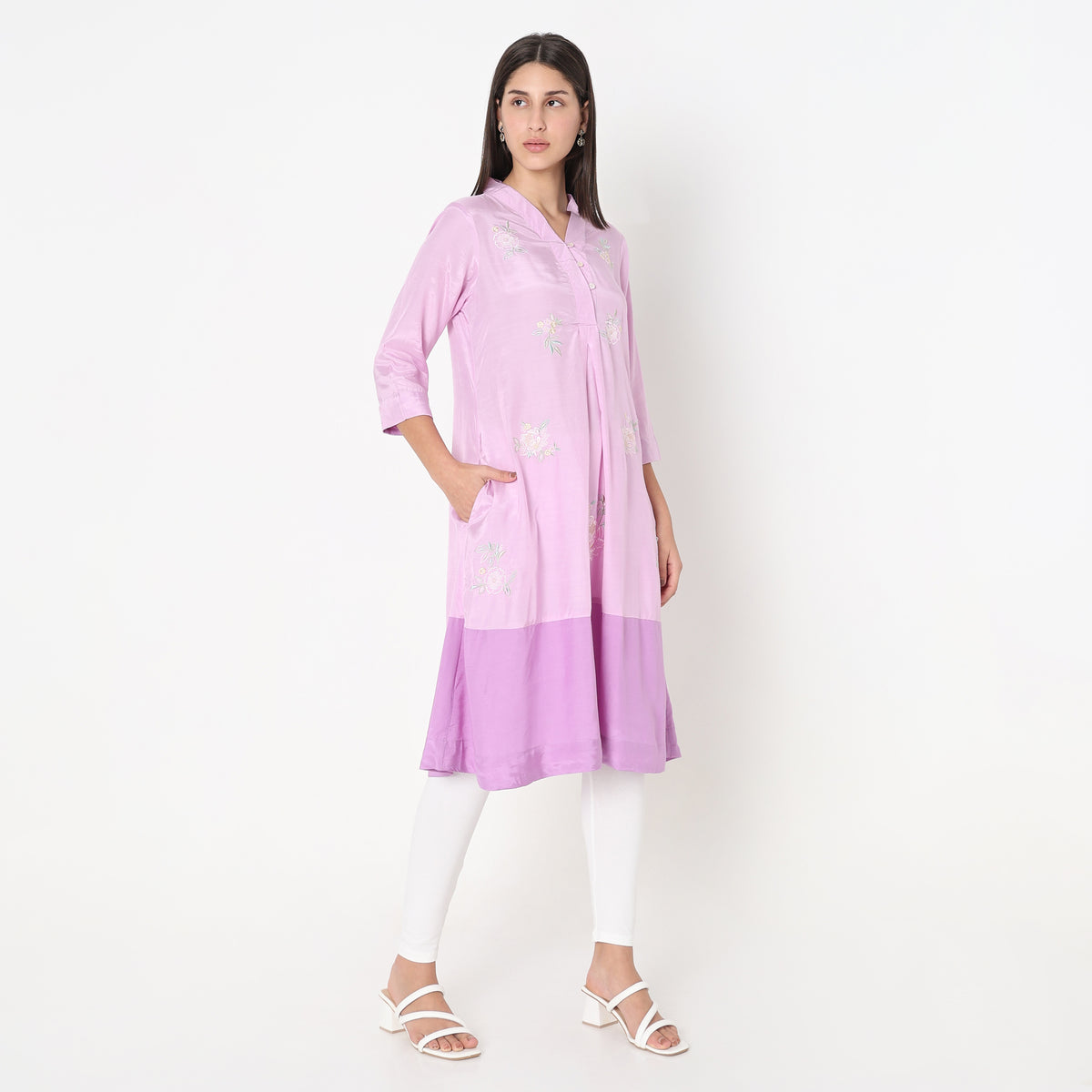 Flare Fit Embroidered Kurta