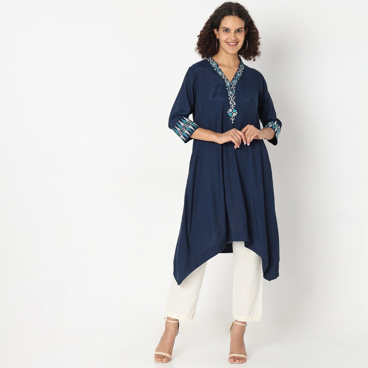 Flare Fit Embroidered Kurta