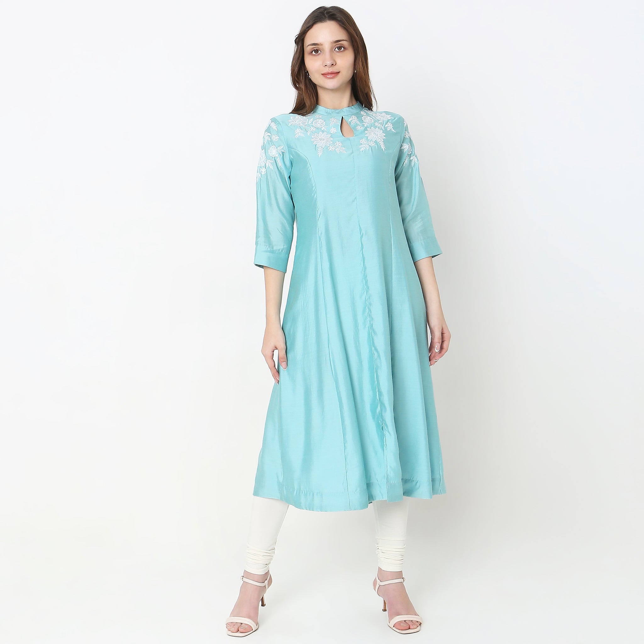 Flare Fit Embroidered Kurta