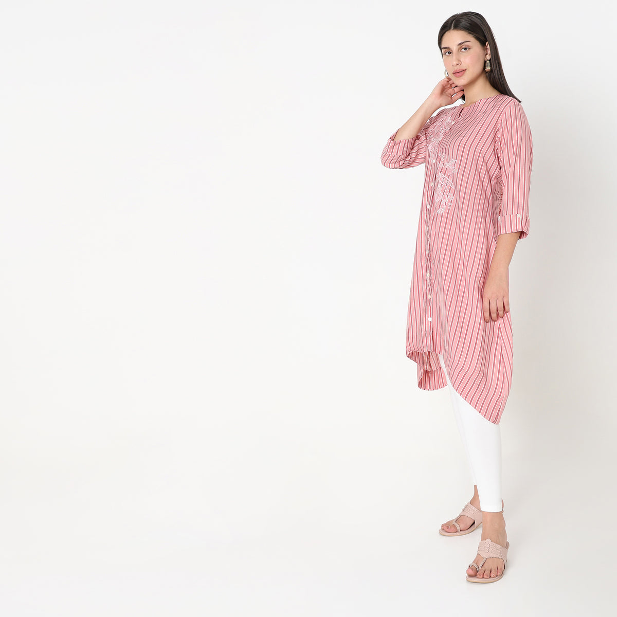 Flare Fit Embroidered Kurta