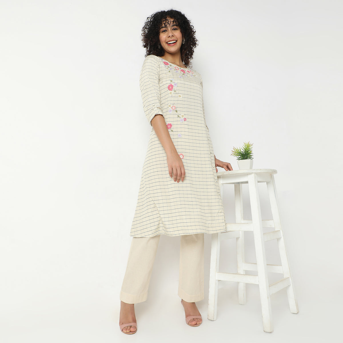 Flare Fit Embroidered Kurta