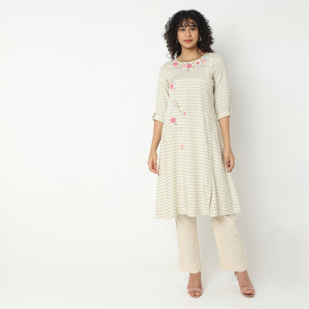 Flare Fit Embroidered Kurta