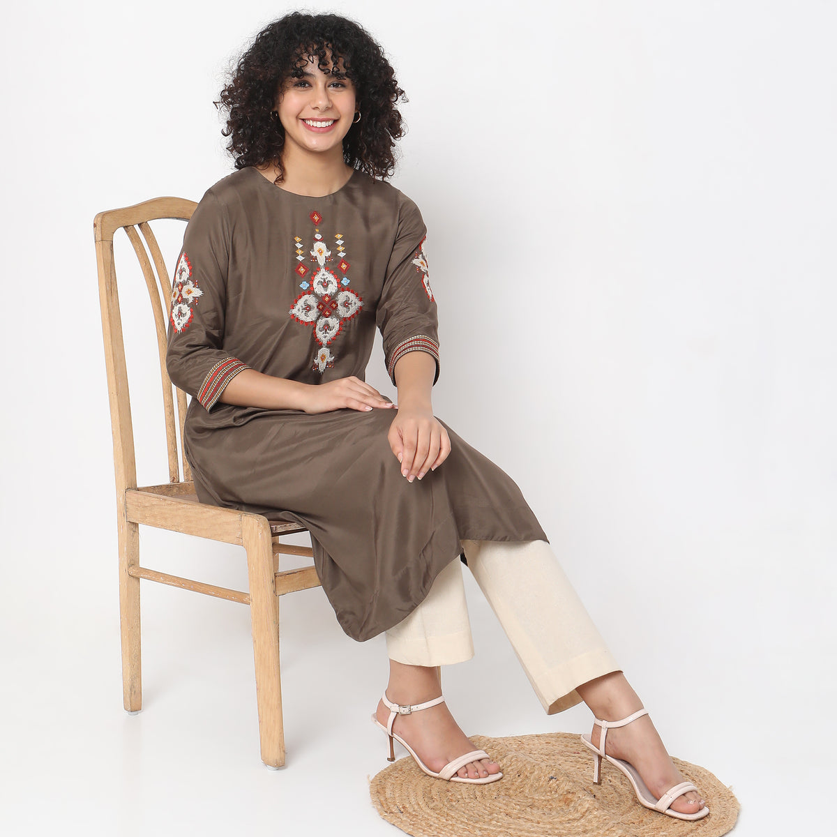 Flare Fit Embroidered Kurta