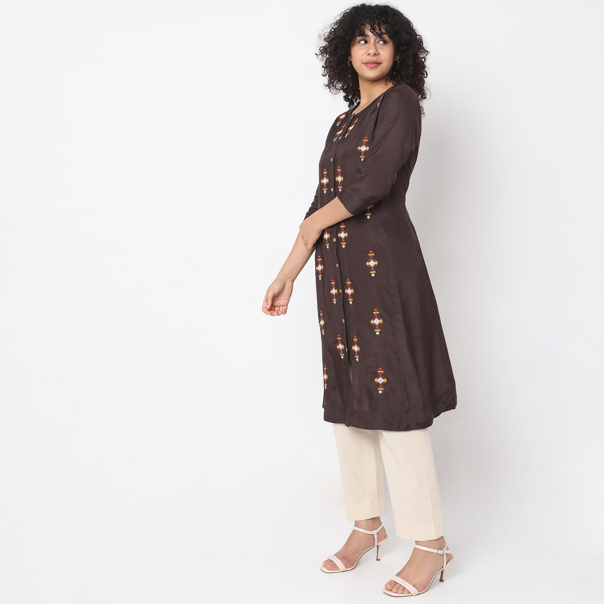 Flare Fit Embroidered Kurta